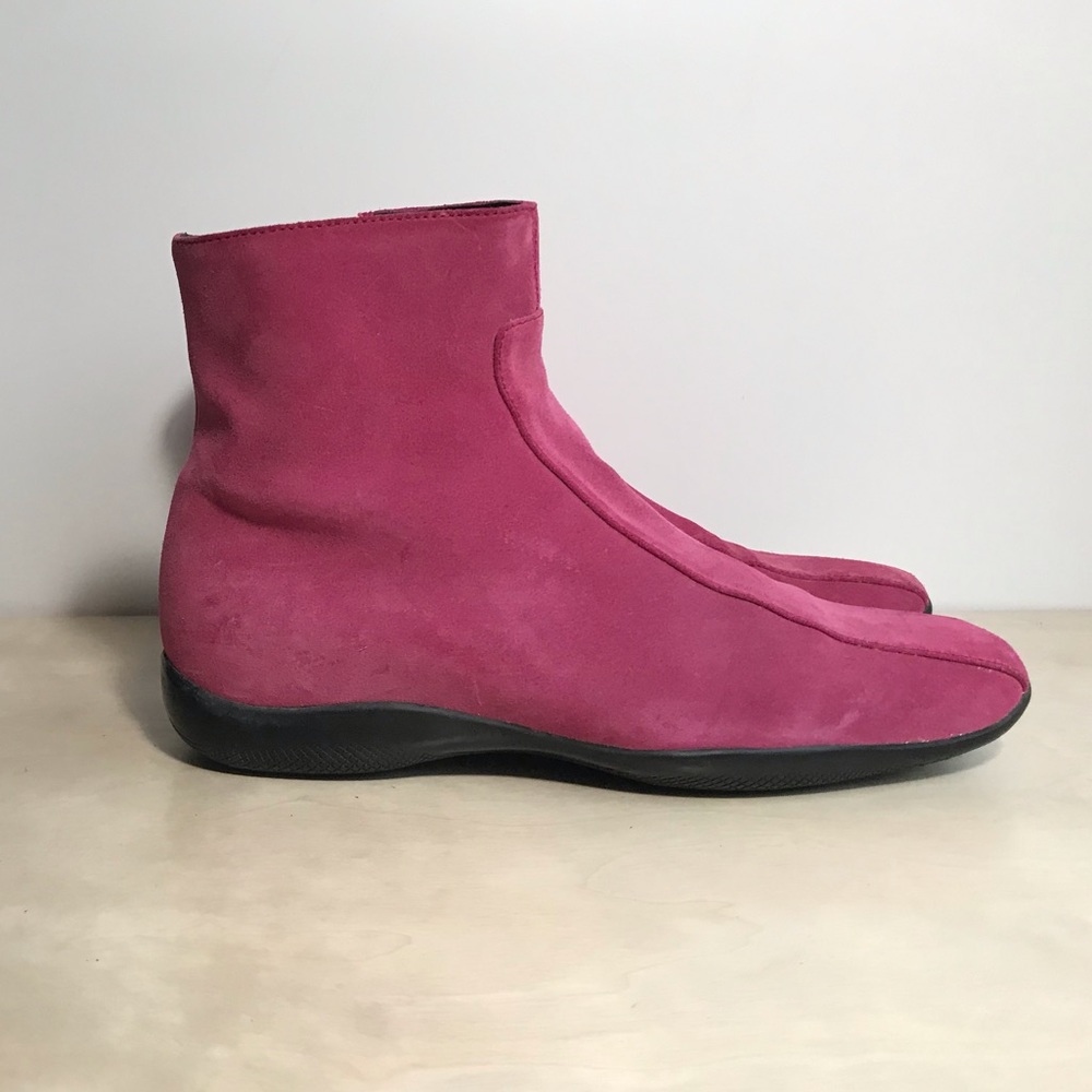 Pink Suede Prada Ankle Boots